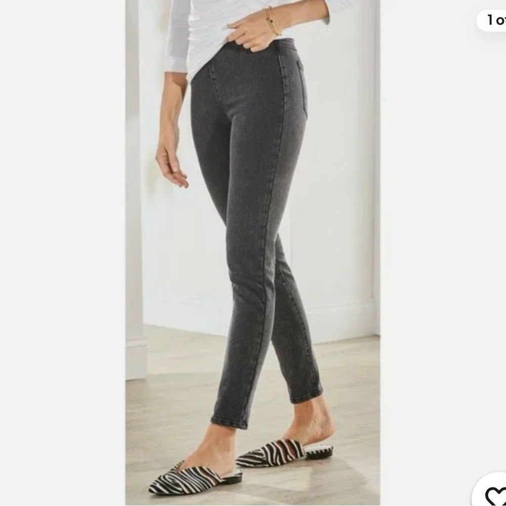 Soft Surroundings NWT Ultimate Leggings Jeggings Faded Black Wash SP 6/8 Small